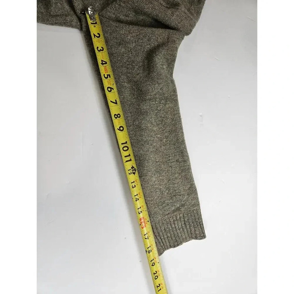 J CREW Men Sweater 100% Lambs Wool Grey/Brown 1/4 Zip Mock Neck Preppy Casual  L - Picture 5 of 6